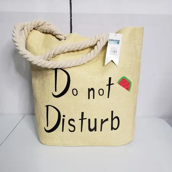 Cruise Club "Do Not Disturb" Straw Beach Bag Tote - Picture 10 of 10